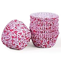 Valentine Cupcake Liners for Baking, 200 Pcs Standard Size Pink Cupcake Liners, Food Grade Paper, Greaseproof Parchment Muffin Liners, Valentines Day Baking Supplies