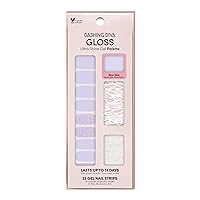 Dashing Diva Gloss Nail Strips - Gleam Queen | UV Free, Chip Resistant, Long Lasting Gel Nail Stickers | Contains 32 Nail Wraps, 1 Prep Pad, 1 Nail File