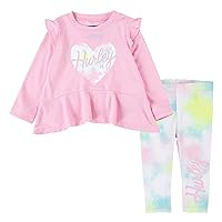 Hurley baby-girls Long Sleeve Top and Leggings 2-piece Outfit Set