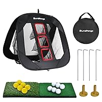 DURARANGE Pop-up Golf Chipping Net Set - Foldable Training Kit with 2 Hitting Mats, 6 Practice Balls, 6 Foam Balls - Ultimate Golf Gift & Target Chipping Aids