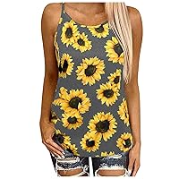 Top Vest Sleeveless Print Sexy Sunflower Tank O-Neck Fashion Women's Blouse Women's Blouse Athletic Crop Tops Women