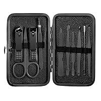 18 in 1 Manicure Set Stainless Steel Nail Clippers Pedicure Kit Portable Travel Household Nail Scissor Kit Nail Cutter Tool Set (Color : 10pcs Black)