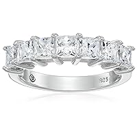Amazon Essentials Platinum-Plated Sterling Silver Infinite Elements Princess Cut Cubic Zirconia Ring (1 cttw, 2 cttw, or 3 cttw) (previously Amazon Collection)