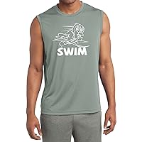 Mens White Penguin Power Swim Dry Wicking Sleeveless Shirt