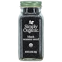 Black Whole Sesame Seed, 3.28-Ounce Jar, Pure, Organic, Un-Hulled, Crunchy, Nutty Umami Flavor, Toasty & Smoky