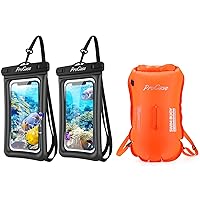 ProCase Floating Waterproof Phone Pouch Bundle with 35L Swimming Bubble Safety Float Waterproof Dry Backpack