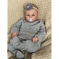 Angelbaby Cute Reborn Real Life Baby Doll Boy, 19 inch Lifelike Newborn Silicone Baby Doll Weighted Soft Cloth Body Bebe Reborn Realistic Handmade Babies Doll for Toddlers Best Gift Toys