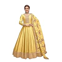 Indian Traditional Art Silk Festival Wear Anarkali Gown Suit Fancy Designer Embroidery Work Flary Dress 3889