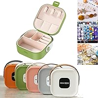 Mini Travel Size Jewelry Box, Small Jewelry Organizer Box with Handle, Little Toolbox Jewelry Storage Case for Earring Necklace Rings, Portable Jewelry Case for Girls & Womens (Green)