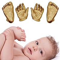 3D Handprints Footprints Baby Casting Kit Cast Baby's Hand and Foot Out of Plaster & Choose Your Paint Color (Gold)
