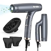 Professional Hair Dryer - High-Speed Brushless Motor Negative Ionic for Fast Drying, Low Noise Thermo-Control, Magnetic Nozzle, 12 Modes for Travel, Salon, and Home.