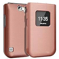 Nakedcellphone Case for Nokia 2720 V Flip Phone, [Rose Gold Pink] Protective Snap-On Hard Shell Cover [Grid Texture] for Verizon TA-1295, 2720V