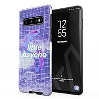 Compatible with Samsung Galaxy S10 Plus Case Little Psycho Kawaii Stay Weird Real Grid Mesh Trippy Acid Ocean Water Sea Waves Shockproof Dual Layer Hard Shell + Silicone Protective Cover