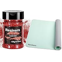 Resiners Extra Large Silicone-Leather Craft Mat&Red Ultra Fine Glitter Powder, 26.4