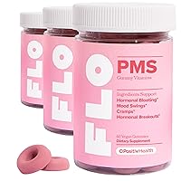 FLO PMS Gummies for Women, 30 Servings (Pack of 3) - Proactive PMS Relief - Targets Hormonal Breakouts, Bloating, Cramps, & Mood Swings with Chasteberry, Vitamin B6, & Lemon Balm