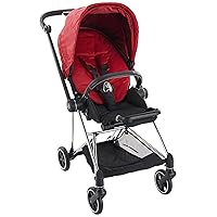 Cybex Mios 2 Complete Stroller, One-Hand Compact Fold, Reversible Seat, Smooth Ride All-Wheel Suspension, Extra Storage, Adjustable Leg Rest, True Red Seat with Chrome/Black Frame