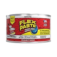 Flex Paste, 1 lb Can, White, Waterproof Paintable Putty, Spackle Sealant, Fill Gaps Cracks Holes - Block Out Water and Air - UV Resistant - Walls, Drywall, EPDM, Concrete, Roof, RV Repairs