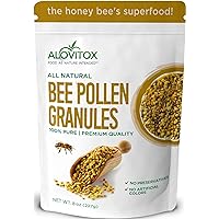 Alovitox Bee Pollen Granules 8 Oz | 100% Pure, Organic Bee Pollen for Bearded Dragons | Superfood Packed Bee Pollen Organic with Antioxidant, Protein, Vitamin & More | Nutritional Yeast & Gluten Free