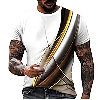 Designer T Shirts for Men Fashion 3D Dazzled Line Print Short Sleeve Tops Summer Crewneck Slim Fit Blouse Tee
