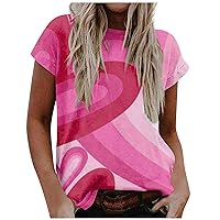 Oversized T Shirts Heart Printing Turtle Neck Short Sleeve Tshirt Sexy Party Shirts for Women
