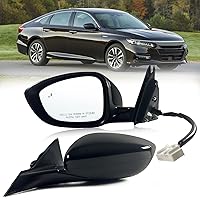 Right Passenger side Mirror Fits 2018-2022 Honda Accord LX, Sport With Power Glass, Heated, Blind Spot Detection and Manual Folding Match to Crystal Black Pearl Replace HO1321329 (7Pins)