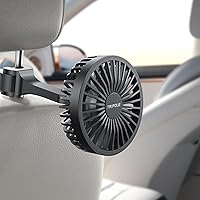 TriPole Car Fan for Rear Seat USB Powered Car Cooling Fan Powerful 3 Speed 5V Air Circulation Fan with Adjustable Clip for Vehicles SUV RV