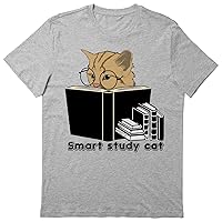 Smart Study cat Reading Book T-Shirt, Gift Smart Study cat Reading Book T-Shirt, Funny Smart Study cat Reading Book T-Shirt, Gift Smart Study cat Reading Book T-Shirt Gray