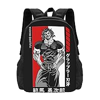 Anime Baki the Grappler Yujiro Hanma Backpack Cartoon Large Capacity Backpacks Laptop Backpack Lightweight Canvas Shoulder bag Outdoor Travel 16-Inch Black
