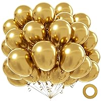 Metallic Gold Balloons, 100Pcs 12 inch Bright Gold Latex Balloons Round Helium Balloons for Birthday Valentine's Day Wedding Baby Shower Anniversary Party Backdrop Decorations