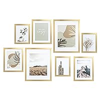 8 Pack Modern Gallery Wall Frame Set, Gold Picture Frames Collage Wall Decor for Home Decoration, Multi-Size 11x14 x2,8x10 x3,6x8 x3