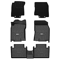 3W Floor Mats for Nissan Rogue 2014-2020 (NOT for Nissan Rouge Sports) - Full Set TPE All Weather Custom Fit Car Mats, Black (Floor Mats with Front Carpet Mats On Top)