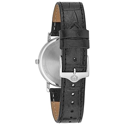 Bulova Men's Classic 3-Hand Calendar Date Quartz Leather Strap Watch, Buckle, 37mm