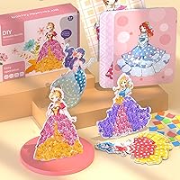 Girls Toys Arts and Crafts Kits, 12 Sheets for Kids 3-8 DIY Fashion Designer-Creative Poke Art Fabric Puzzle Puncture Painting Art Paper Craft Kit Kids Toys Gifts for Girls