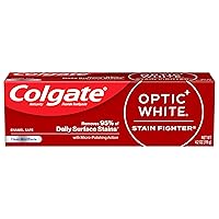 Optic White Stain Fighter Whitening Toothpaste, Clean Mint Flavor, Safely Removes Surface Stains, Enamel-Safe for Daily Use, Teeth Whitening Toothpaste with Fluoride, 4.2 Oz Tube