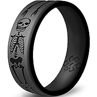 Knot Theory Skulls Skeletons Silicone Ring for Men and Women - Silicone Wedding Band for Sports Activities, Breathable Comfort Fit 6mm Bandwidth
