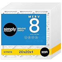 Simply Filters 20x20x1 MERV 8, MPR 600 Air Filter (12 Pack) - Actual Size: 19.75