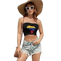 Flag Map of Venezuela Women's Sexy Crop Top Casual Sleeveless Tube Tops Clubwear for Raves Party