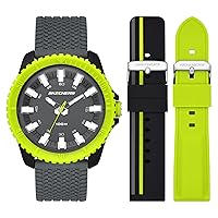 Skechers Men's Sets Three Hand Silicone Watch & Interchangeable Band Gift Set, Color: Green, Gray (Model: SR9106)