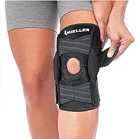 MUELLER Sports Medicine Hinged Wrap Around Knee Brace for Adults, Men and Women Knee Support for Pain, Injury, or Arthritis, Black, 12-20 Inches, One Size Fits Most