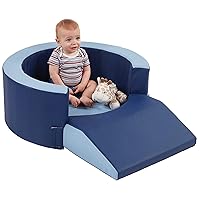 Factory Direct Partners 10422-NVPB SoftScape Lil Personal Space, Cozy and Safe Foam Retreat for Babies and Toddlers to Read, Snack, or Relax - Navy/Powder Blue