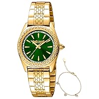 Just Cavalli Analog Quartz Watch Woman with Stainless Steel Strap JC1L239M0075, Bottle Green, Fashion