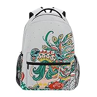 ALAZA Beautiful Mermaid and Pirate Skulls Travel Laptop Backpack Bookbags for College Student