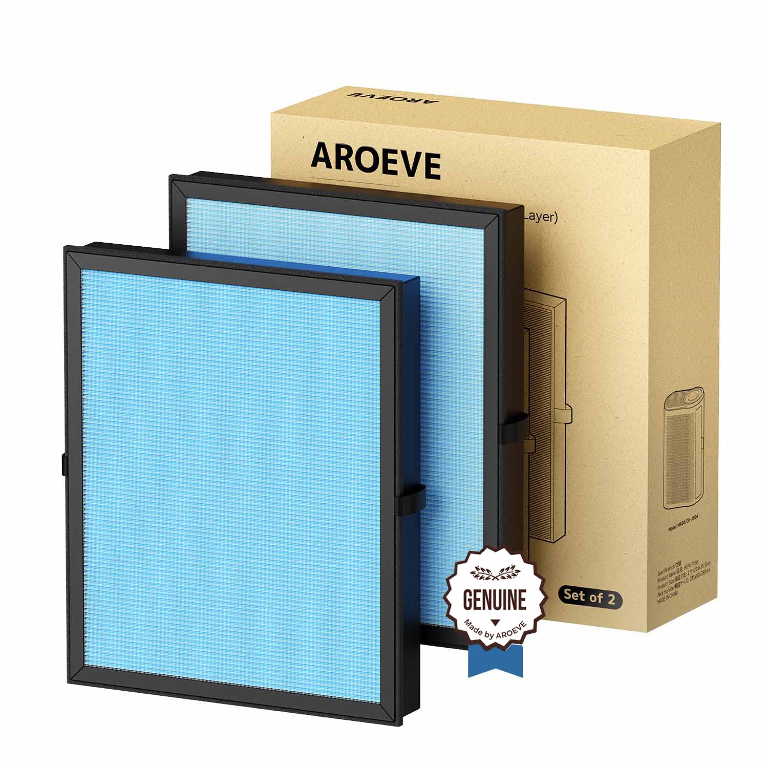 AROEVE MK04 Air Filter H13 Ture HEPA Filter Suitable for MK04 for Dust, Pet Dander, Smoke, Pollen for Bedroom and Office- Standard Version(2 Pack)