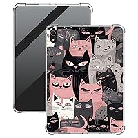 Cats with Pink Eyes Clear Case for iPad 10th Generation 10.9 Inch 2022,Lightweight Transparent TPU Shockproof Protective Cover for iPad 10th 2022