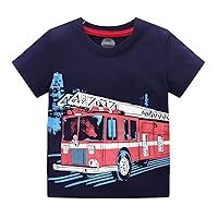 Boys Space Tee Baby Cartoon Car Print Short Sleeve T Shirt Top Birthday Park Holiday Beachwear Daily Boy Active Set