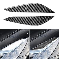 Car Headlight Eyebrow Headlamp Eyelids Cover Compatible with Tesla Model 3 2017 2018 2019 2020 2021 2022 2023 / Model Y 2020 2021 2022 2023 Carbon Fiber Exterior Trim Accessories Black