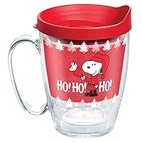 Tervis Peanuts Ho Ho Ho Christmas Holiday Made in USA Double Walled Insulated Tumbler Travel Cup Keeps Drinks Cold & Hot, 16oz Mug, Classic