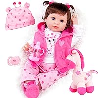 Milidool Lifelike Reborn Baby Dolls Girl, Realistic Baby Doll 22 inch Newborn Girl Doll with Feeding Toy Accessories Gift Set Silicone Baby Doll Weighted Soft Body Real Baby Doll
