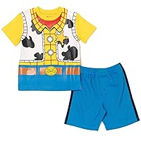 Disney Pixar Toy Story Woody Buzz Lightyear Cosplay T-Shirt and Mesh Shorts Outfit Set Toddler to Little Kid