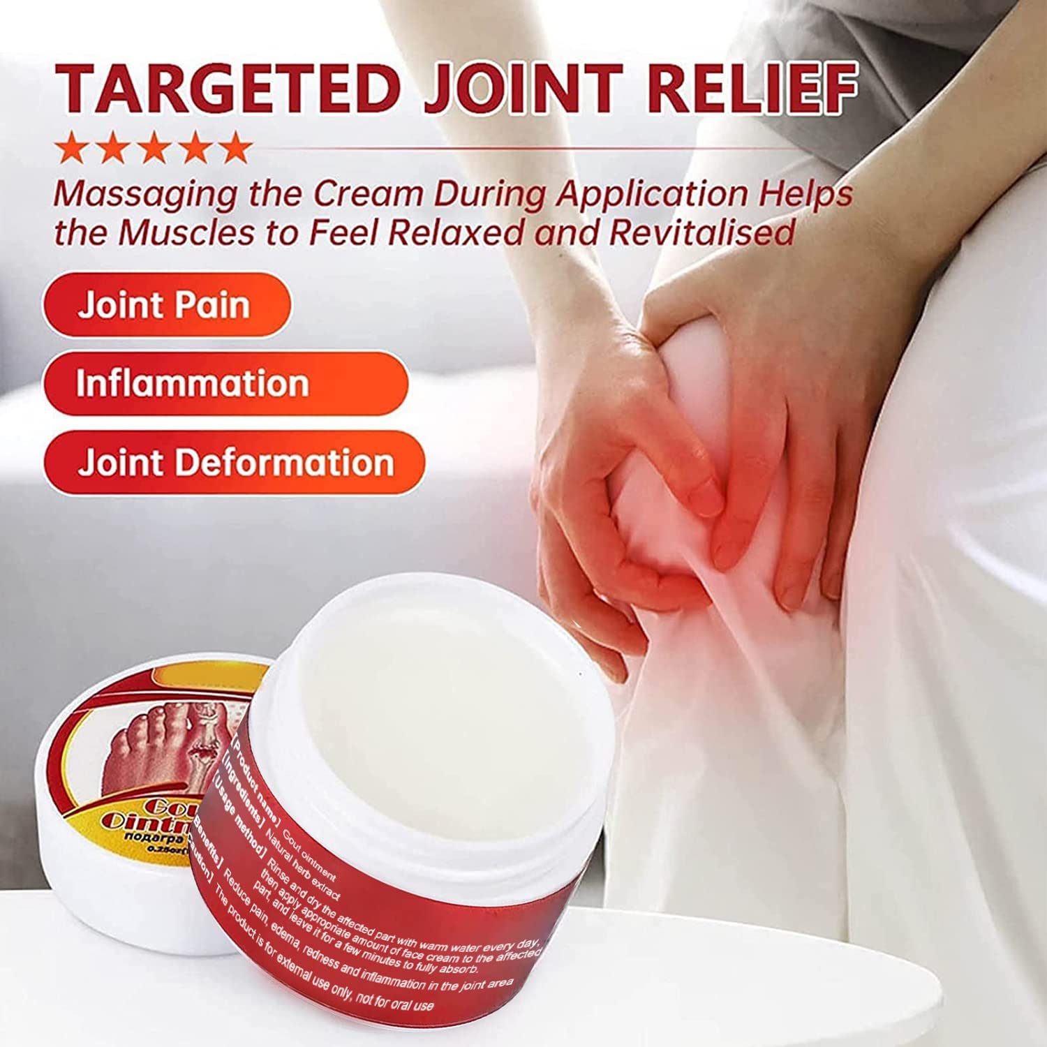 4Pcs Urigone Healing Ointment for Gout, Bunion Pain Relief Cream, Gout Pain Relief Ointment Ointment, Bunion Toe Stiffness Relief Cream，Toe Joint Valgus Corrector Cream